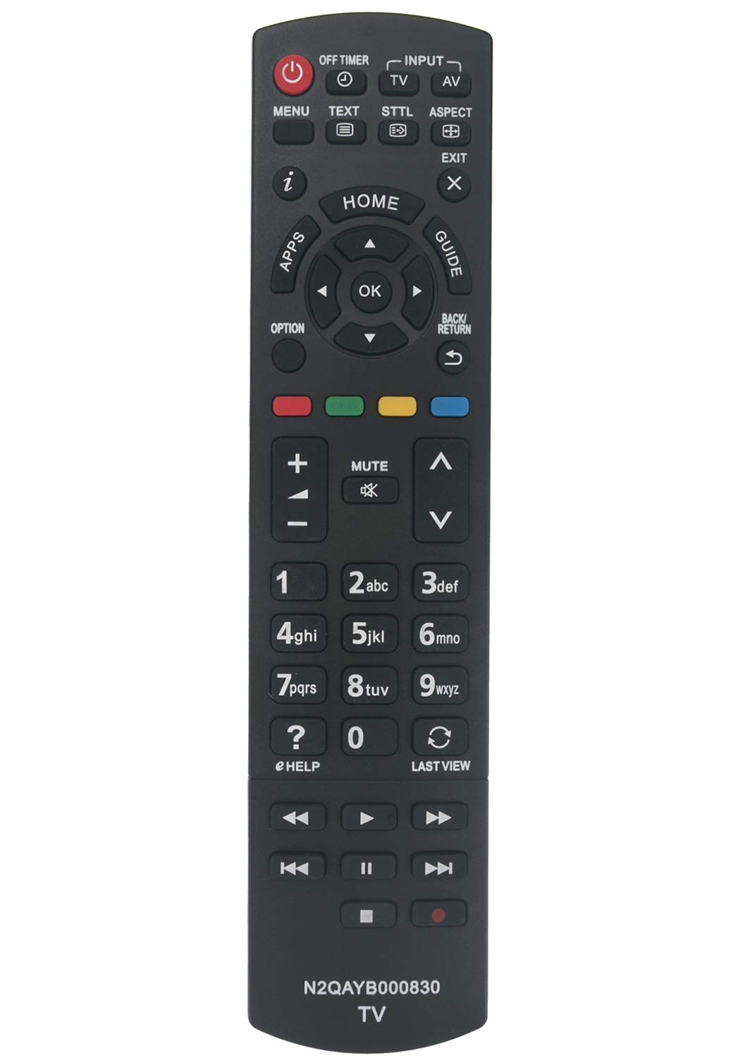 VINABTY N2QAYB000830 Replacement Remote Control Fit for Panasonic LCD TV TX-39AS500E TX-L32BL6E TX-L32BLW6 TX-L32E6B TX-L39BL6E TX-L39E6BK TX-L39E6YK TX-L42E5B TX-L42E6EK TX-L42E6YK TX-L50BL6E