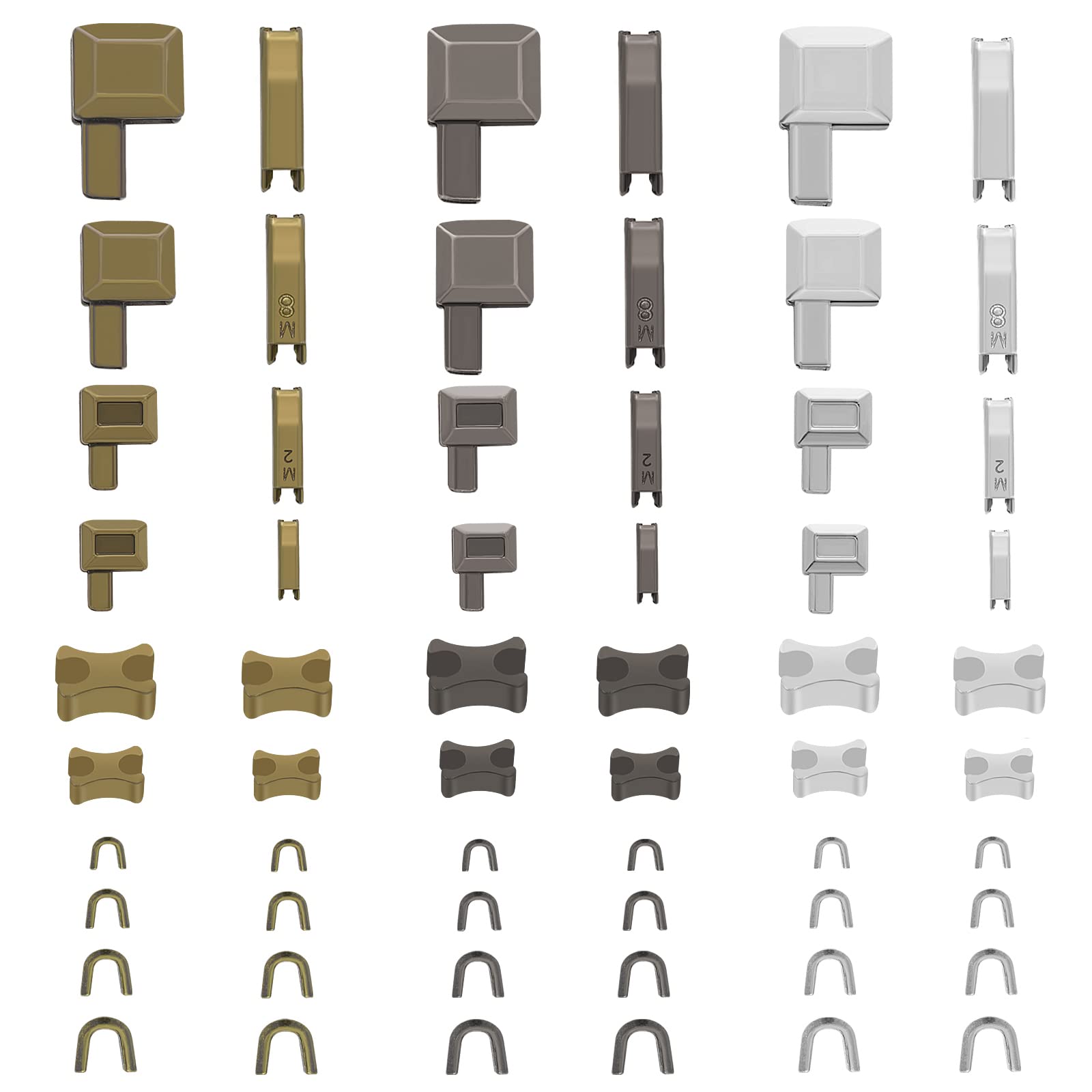 ASTER 60 Pieces Metal Zipper Head Latch Slider Zipper Stopper Retainer Insertion Pin, Zipper Stopper Repair Kit for Coats, Jacket Sewing Zippers Replacement Kit(4 Sizes: #3, 5, 8, 10)