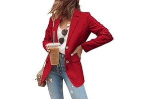 Newffr Womens Open Front Blazers Casual Long Sleeve Lapel Collar Button Down Work Office Jackets Blazer with Pocket