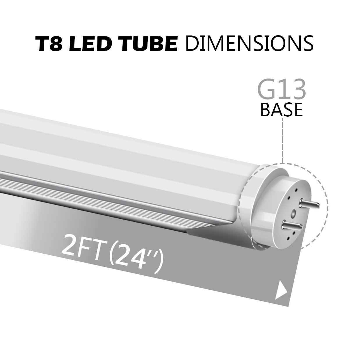 B2tocled-2FT T8 LED Tube Light 9W 3000K, 20W equivalent (Warm White)Dual-End Powered, G13 Fluorescent Light Bulbs Replacement,4-Pack