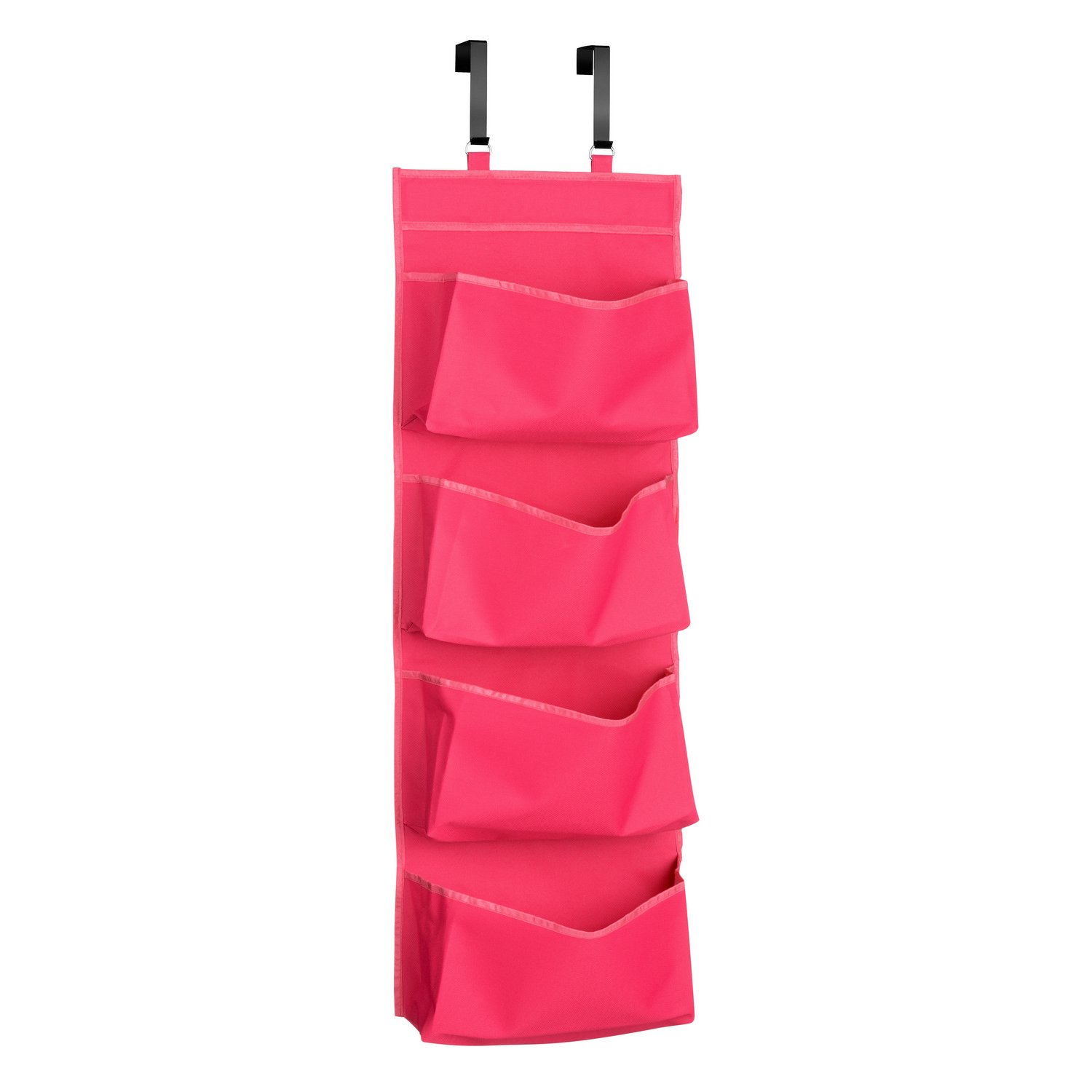 Premier Housewares 4-Tier Over Door Hanging Organiser - Hot Pink,H90 x W34 x D10cm