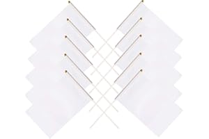 TIBIJOY 25 Pack White Small Mini Flags On Sticks,Hand Held Solid White DIY Graffiti Flag,Party Events Celebration,School,Grand Opening,Kids Birthday,Sports Clubs,Flower Pot