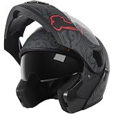 SPARK Adult Modular Flip-up Motorcycle Helmets for Men Women Dot Certified | Lightweight, Breathable, Dual Visor, Full Face, Fits Cruiser Naked Touring Scooter Moped Street Bike ADV ATV UTV Four Wheeler