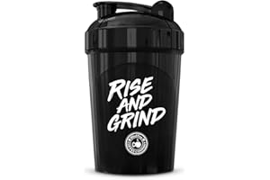 MIXT Energy Rise And Grind Shaker Bottle, 16 oz. Shaker Bottle, BPA Free & Lid Mixing Technology (16 oz, Black)