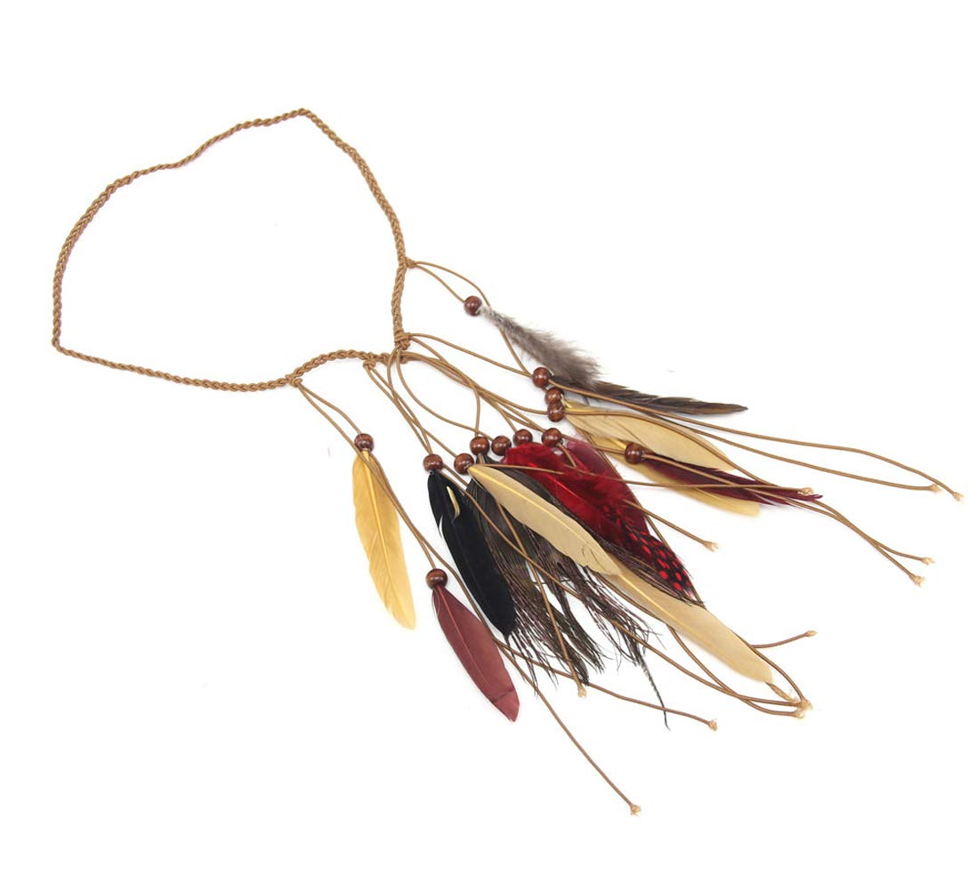 Amoar Feather Headbands Indian Headband Hair Band Hippie Headband Fancy Headdress Bohemian Hair Accessories Hair Bands Carnival Costumes Accessories