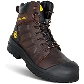 ANITAKE 6" Steel Toe Work Boots, Full Grain Leather, Kevlar Puncture Proof