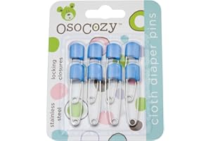 OsoCozy Diaper Pins - (Blue) - Sturdy, Stainless Steel Diaper Pins with Safe Locking Closures - Use for Special Events, Craft