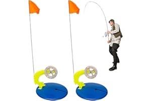 Ice Fishing Tip-Ups | 2 Winter Hands Free Ice Fishing Flags and Roulette | Detachable Fishing Orange Flag | Portable Ice Fish