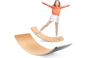 bedmoimo 35 Inch Wooden Balance Board Wobble Board for Kids Toddlers, Teens, Adults, Wood Kids Toys for Kids - Wobble Balance Board Kids - Kids Wooden Toys - Montessori Waldorf Learning Toys Rocker
