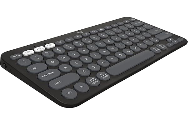 Teclado sem fio Logitech Pebble Keys 2 K380s com Conexão Bluetooth Easy-Switch e Pilha Inclusa - Compatível com PC, Mac, Chrome OS, Android, iOS e Apple TV, Layout US - Grafite