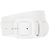 WHIPPY Women Leather Belt Candy Color Fashion Square Buckle Belt Ladies Belt for Jeans Pants Dresses