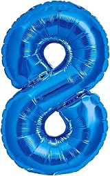 Jonami Balloon 8 Blue XXL 40” Foil Balloon Number Eight Birthday