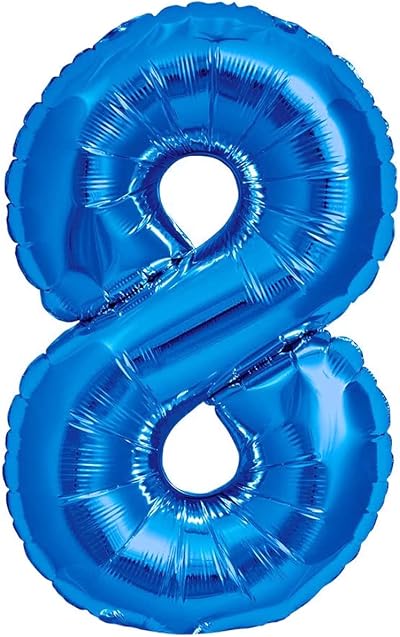 Jonami Balloon 8 Blue XXL 40” Foil Balloon Number Eight Birthday