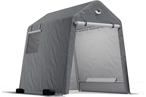 Benass 6x8 FT Outdoor Storage Shed, Portable Outdoor Storage Shelter with Roll Up Zipper Door and Vent Windows, Silver Grey