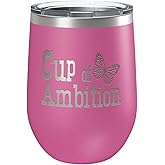 Cup of Ambition- Pink (12 oz) Country Music Gift Wine Lovers and Dolly Fans - Butterfly Glass - Parton Christmas - Funny Birthday Gifts for Best Friend - Mother's Day, Valentine's Day, Anniversary