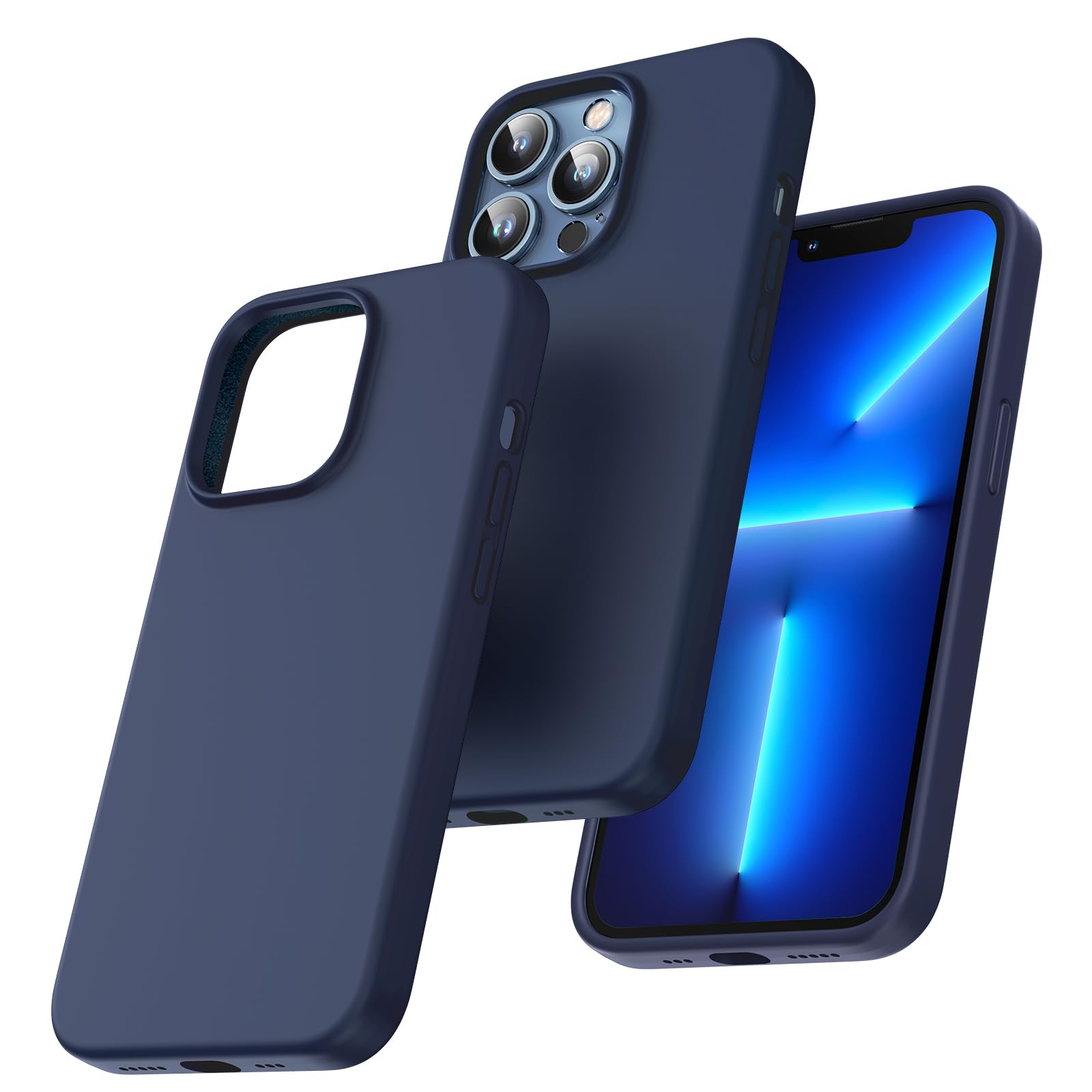 TOCOL Silicone for iPhone 13 Pro Max Case 6.7-Inch, Liquid Silicone Multi-Color Slim Silky-Soft Touch Anti-Scratch Shockproof Protective Phone Cover, Blue