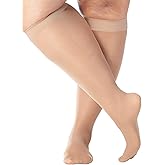Plus Size Sheer-Opaque Compression Socks for Women 20-30mmHg - Knee High Compression Stockings - A2013