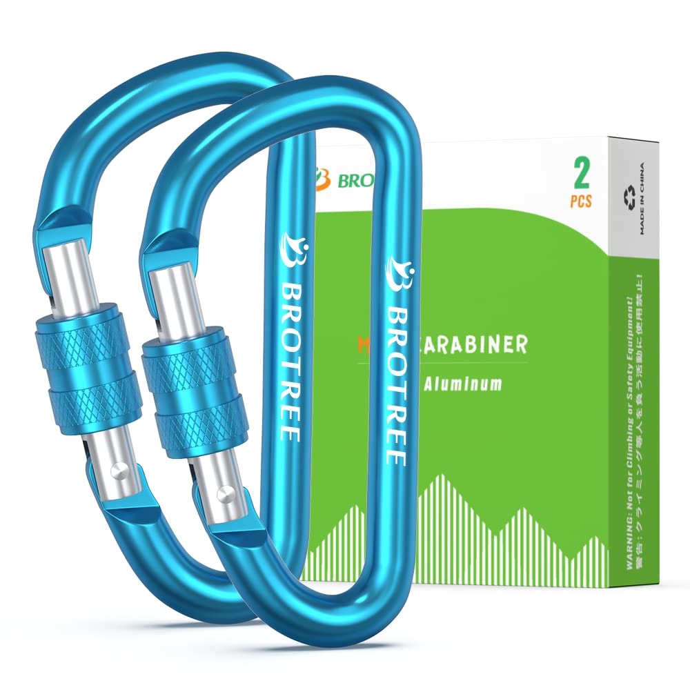 BROTREE Small Carabiner Clips Mini Locking Carabiner - 6cm Aluminum D-Ring