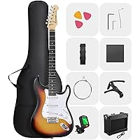 DONNER DST-80 Electric Guitar – 39” Beginner Electric Guitar Kit with Amp, Classic SSS Pickup Complete with Gig Bag, Tuner, C