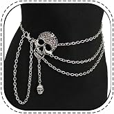 Skull Layered Waist Chain Belt - Punk Gothic Crossover Body Belly Chains Tassel for Women Girl