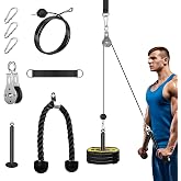 Pulley System for Home Gym, Cable Pulley System Gym for LAT Pulldown Cable Machine Pulley Attachment with Tricep Rope Ideal for Biceps Curl, Arm Workouts, Strength Training