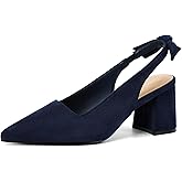 Mostrin Block Slingback Heels for Women Pointed Closed Toe Chunky Heels Office Work Shoes Women's Pumps for Business Casual