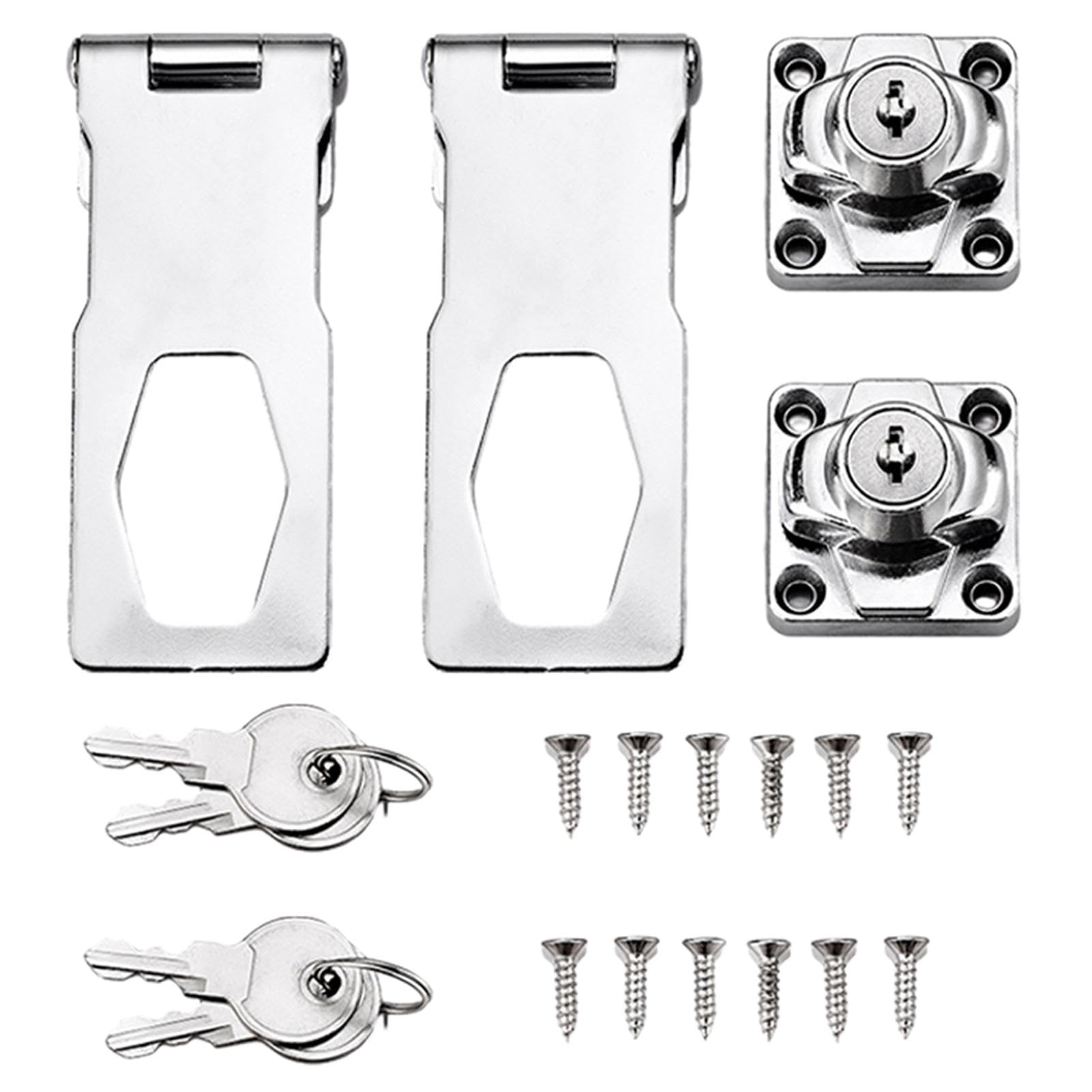 2 Packs 2.5inch Keyed Hasp Locks Door Lock Hasps with Key Screws Zinc Alloy Cabinet Door Lock 180 Degree Double-Door Cabinets Durable Shed Lock for Bathrooms Kitchens Hotels (Zinc Alloy)