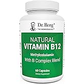Dr. Berg Natural Vitamin B12 1000 mcg with B Complex Blend - Methylcobalamin B12 for Energy, Nerve Health, and Cognitive Function* - Methylated B12 with Folate - 60 Capsules (2-Month Supply)