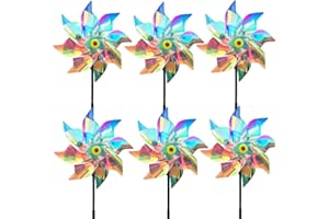 JYCPFLIT 6 Pieces Reflective Pinwheels, Sparkly Windmills for Garden Decor, Devices Scare Off Birds and Animals Away,Suitable for farms, gardens, orchards, balconies, patios (color-C)
