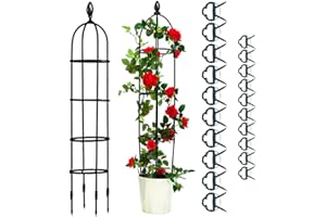 MWELLEWM Garden Trellis for Climbing Plants Outdoor Obelisk Trellis 6ft for Potted Plants Cucumber Tomato Pea Rose Vines and Flowers Stands with 20 Pcs Trellis Clips