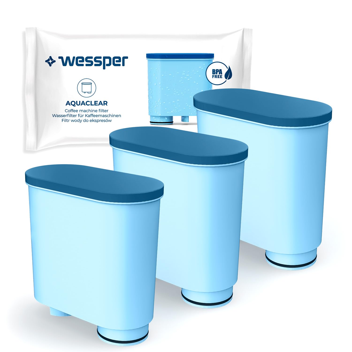Wessper Water Filter Cartridge for Philips AquaClean CA6903/10, CA6903/22 | Limescale Removal | 3-Pack Replacement for AquaClean Coffee Machines