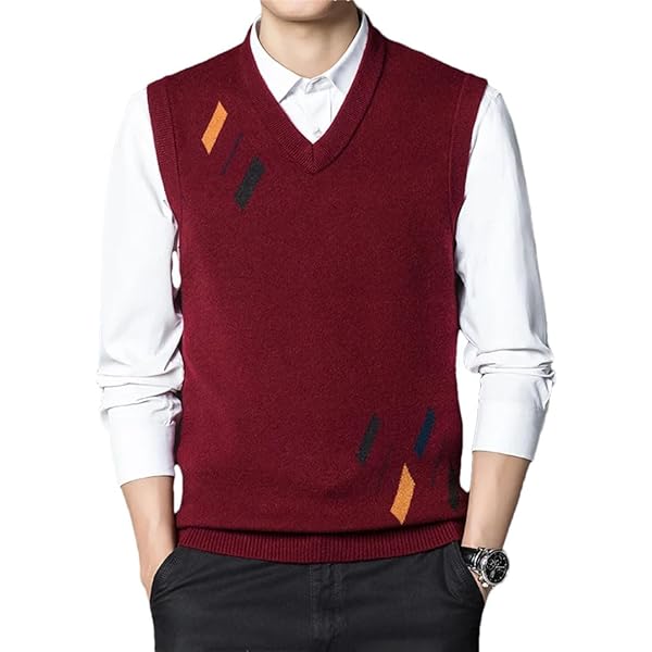 Men V-Neck Vest Retro Solid Color Vest Casual Business Work Woolen