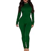 Mokoru Women's Sexy Bodycon Long Sleeve One Piece Jumpsuits Full Length Club Rompers