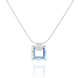 925 Sterling Silver Necklace Made with Bermuda Blue
