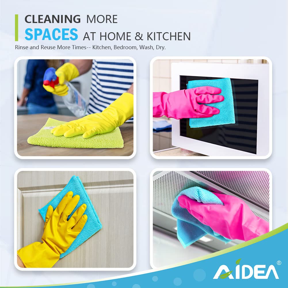 AIDEA Microfiber Cleaning Cloths-24Pack, Soft Highly Absorbent Microfiber Towels, Lint Free Streak Free Microfiber Rags, Cleaning Cloth for House, Kitchen, Car, Window Gifts(12in.x12in.)