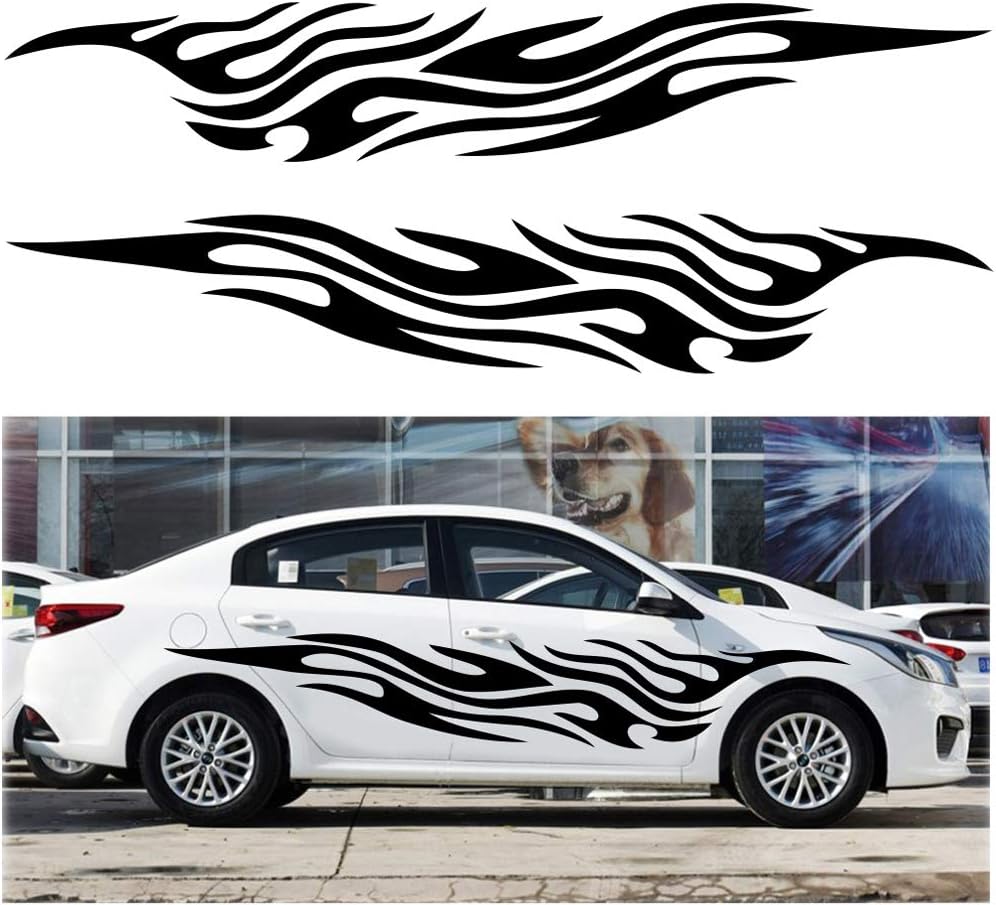 Amazon 全車ステッカー ステッカーおしゃれ 車のサイドステッカー かっこいい Pvc材質 粘性があり 防水のステッカー 280 40ｃｍ ２枚セット ブラック 汎用 Slm 476 車 バイク 車 バイク