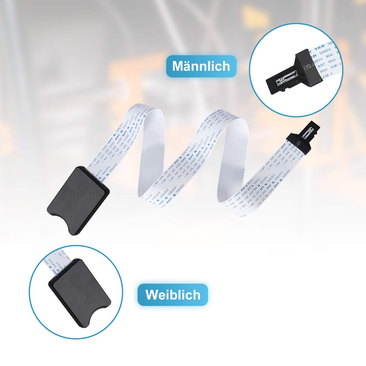 Jser SD Karten Verlängerungskabel 25cm - FPC Flachkabel Für SD/SDHC Speicherkarten