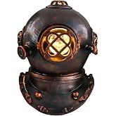 Ebros Nautical Black Steampunk Diving Helmet Figurine with LED Night Light 9" Tall Navy Diver Helm Statue Faux Iron Resin Sculpture Vintage Sci Fi Decor Coastal Ocean Submarine Unit War Maritime