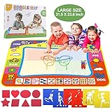 Drawing Mat Doodle Magic mat water Drawing & writing Mat painting board 4 Color with 3 Magic Drawing Pens Doodle Kids Educational Toy Gift for Children Large Size 31.5