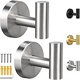 Mdvora 2 Pack Brushed Nickel Towel Hooks, SUS304 Stainless Steel Bathroom Hooks for Bedroom Kitchen Hotel Office