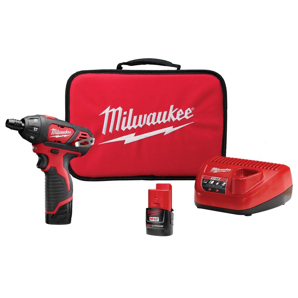 Photo 1 of Milwaukee 2401-22 M12 12-Volt Lithium-Ion 1/4 in. Hex Cordless Screwdriver Kit
