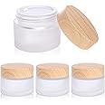 50 Gram/ml Glass Cosmetic Containers with lids，Round Frosted Cosmetic Jars with Leakproof lids,Small Empty Glass Sample Jars for Makeup Lip Scrub Balm Lotions Sample Eye Creams DIY (4 PACK 50ML)