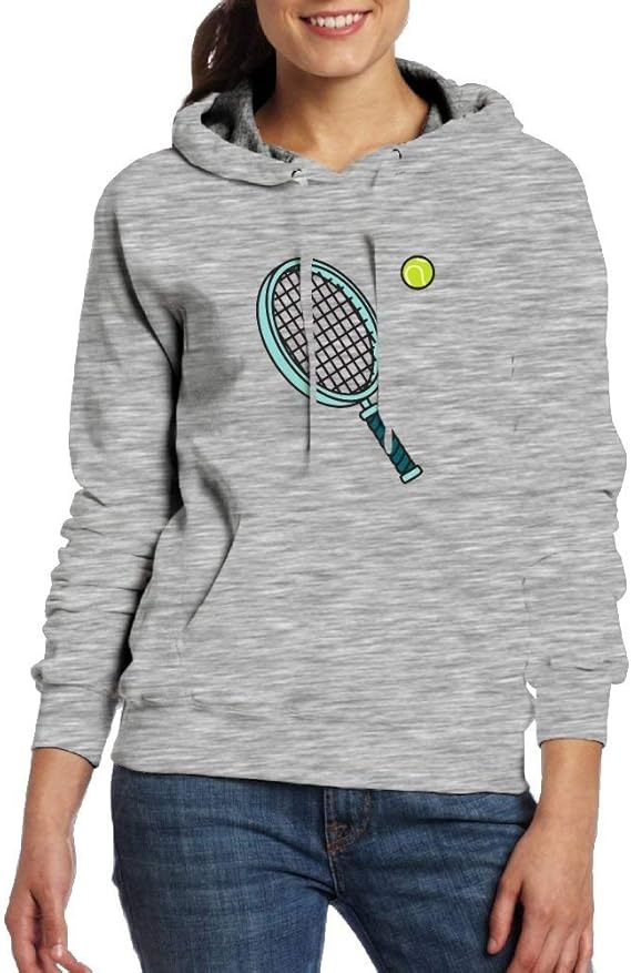 Tennis Racket Women Fashion Casual Hooded Pullover Sweatshirt Tops with