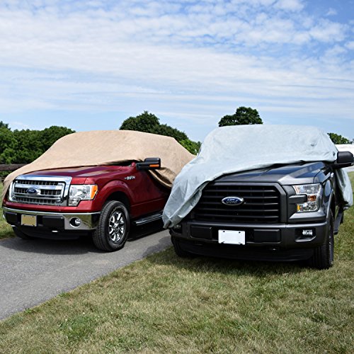 Budge Rain Barrier Truck Cover Fits Truck with Long Bed Crew Cab Pickups up to 264 inches, TRB-9 - (Polypropylene with Waterproof Film, Gray)