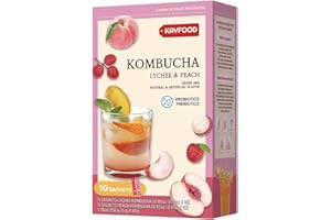 KAYFOOD-Kombucha-Peach-Garden-Daily Zero Sugar, Diet, Gut Healthy Sparkling Beverage, Fermented Korean Drinks for Iced, Hot, Workout Tea (10ST) (10ST, Lychee&peach)