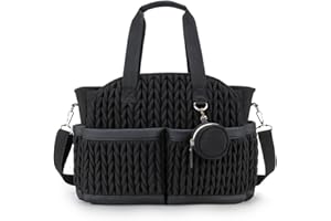 Lmbabter Diaper Tote Quilted Mommy Bag Function Maternity Baby Bag Diaper Changing Messenger with Shoulder Strap Wet Pocket