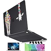 Mektron for MacBook Pro 16 Case A2141 2020 2019 Release, Matte Black Colorful Giraffe Smooth Hard Shell Cover 16 inch Laptop Case w/Keyboard Skin & Screen Protector & Dust Plug