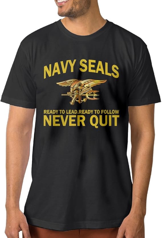 Men's United States Navy Seals Never Quit Basic Cotton T