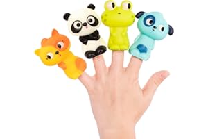 B. toys – 4 Finger Puppets – Animal Finger Puppets – Cat, Panda, Dog, Frog – Waterproof Baby Bath Toys – 10+ Months – Pinky Pals – Cat, Panda, Dog, Frog