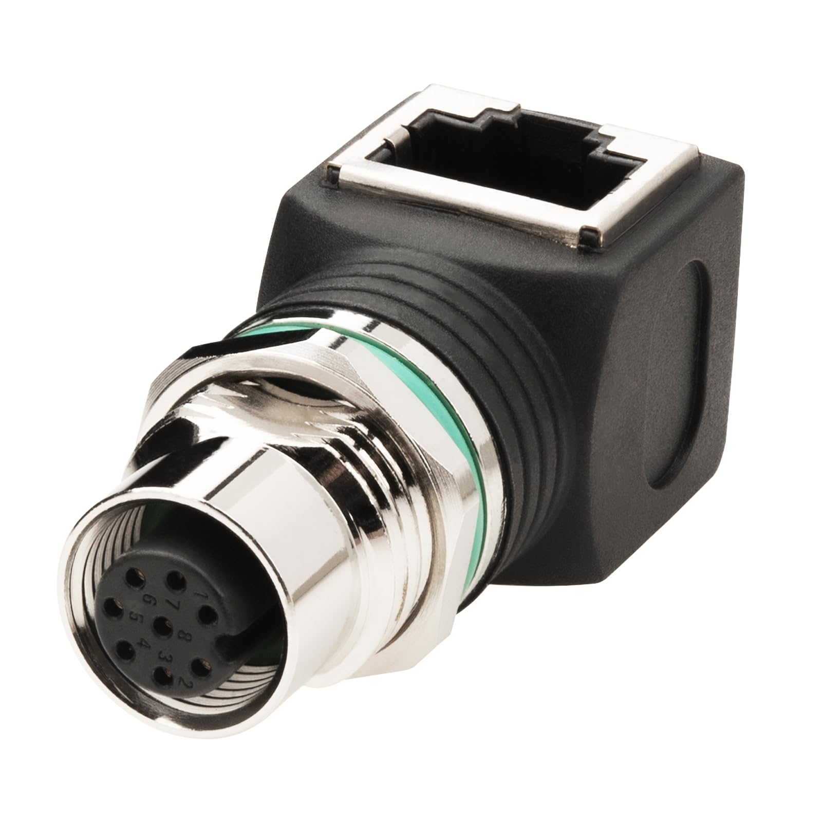 Lonlonty Industrial Ethernet Adapter, RJ45 to M12 8-Pin Female, IP67 Waterproof & Shielded, 10Gb/s, Cat6/Cat5 Network